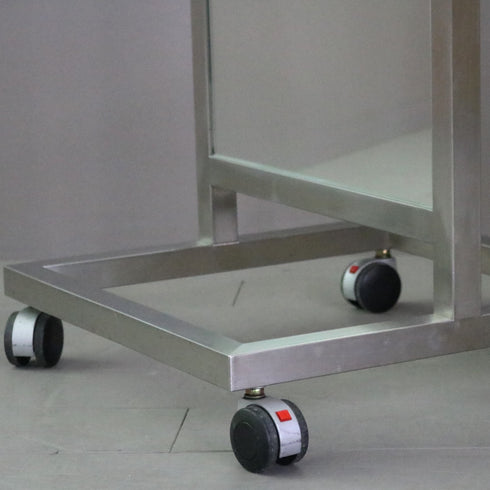 D143 スタンドミラー 両面 キャスター付き 金属製 什器 高さ172㎝ 幅46㎝ 奥行46㎝