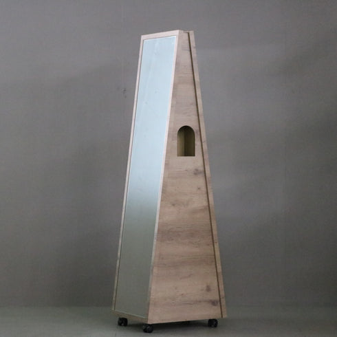 D149 スタンドミラー 両面 木製 キャスター付き 什器 高さ148㎝ 幅40㎝ 奥行45㎝