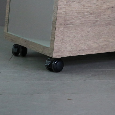 D149 スタンドミラー 両面 木製 キャスター付き 什器 高さ148㎝ 幅40㎝ 奥行45㎝