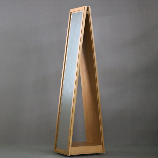 D146 スタンドミラー 両面 キャスター付き 木製 什器 高さ171㎝ 幅40㎝ 奥行48㎝