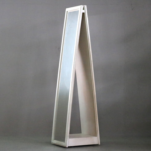 D147 スタンドミラー 両面 キャスター付き 木製 什器 高さ170㎝ 幅40㎝ 奥行48㎝