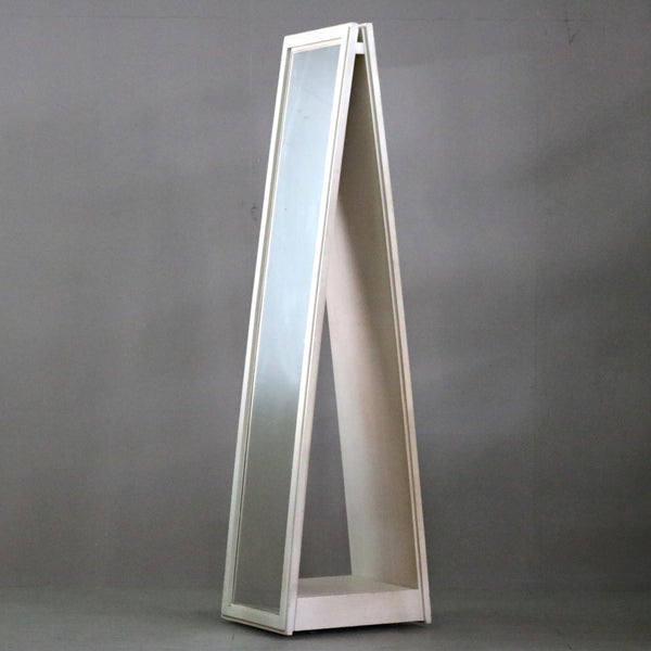 D147 スタンドミラー 両面 キャスター付き 木製 什器 高さ170㎝ 幅40㎝ 奥行48㎝