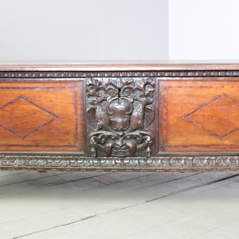 C378 コファ アンティーク装飾ボックス 木製 高さ55㎝ 幅168㎝ 奥行52㎝