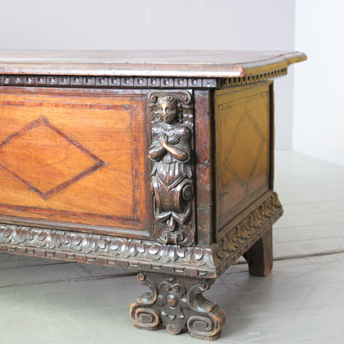 C378 コファ アンティーク装飾ボックス 木製 高さ55㎝ 幅168㎝ 奥行52㎝