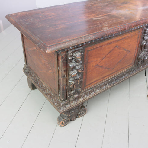 C378 コファ アンティーク装飾ボックス 木製 高さ55㎝ 幅168㎝ 奥行52㎝