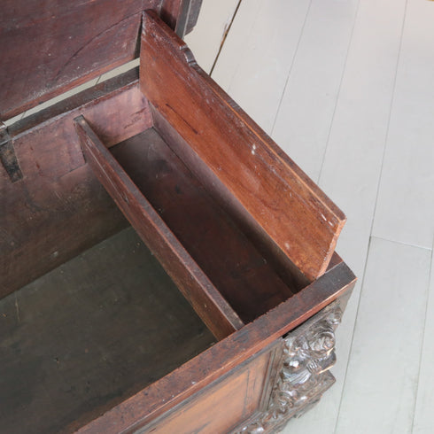 C378 コファ アンティーク装飾ボックス 木製 高さ55㎝ 幅168㎝ 奥行52㎝