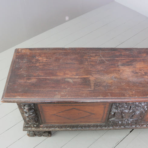 C378 コファ アンティーク装飾ボックス 木製 高さ55㎝ 幅168㎝ 奥行52㎝