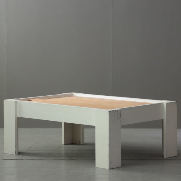 C353 ローテーブル 白 展示台 木製 什器 高さ40㎝ 幅120㎝ 奥行90㎝