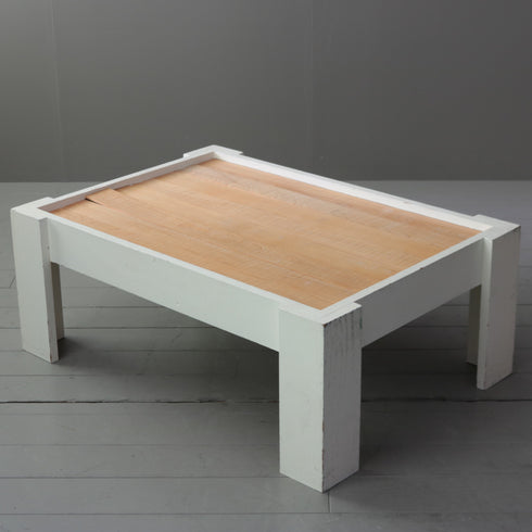 C353 ローテーブル 白 展示台 木製 什器 高さ40㎝ 幅120㎝ 奥行90㎝