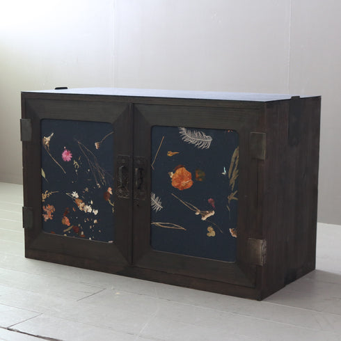 P593 桐箪笥×ロスフラワーパネコ Circlife(サークライフ) KANNON(BLACK) 高さ57㎝ 幅90㎝ 奥行42㎝