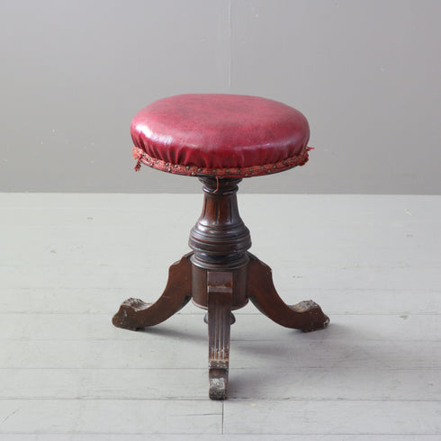 C512 ピアノスツール 回転式 レザー×木製 イギリス輸入家具 高さ49㎝ 幅44㎝ 奥行41㎝