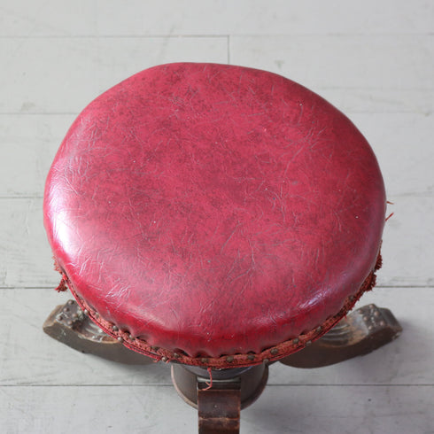 C512 ピアノスツール 回転式 レザー×木製 イギリス輸入家具 高さ49㎝ 幅44㎝ 奥行41㎝