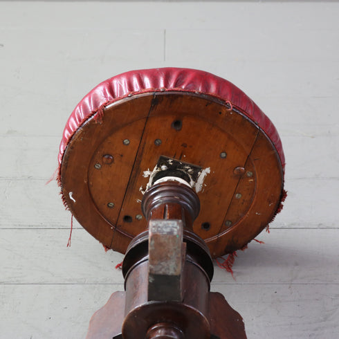 C512 ピアノスツール 回転式 レザー×木製 イギリス輸入家具 高さ49㎝ 幅44㎝ 奥行41㎝