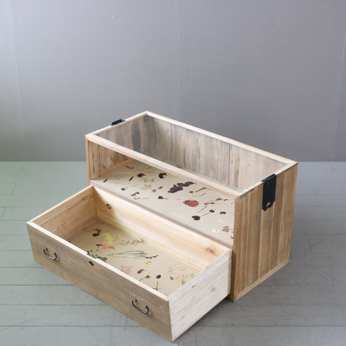 P591 桐箪笥×ロスフラワーパネコ Circlife(サークライフ) GLASS(BEIGE) 高さ51㎝ 幅90㎝ 奥行42㎝