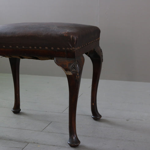 C515 レザースツール 木製 猫脚 イギリス輸入家具 高さ52㎝ 幅52㎝ 奥行42㎝