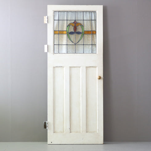 C520 白い扉 ステンドグラス 木製 什器 高さ198㎝ 幅78.5㎝ 奥行4.5㎝
