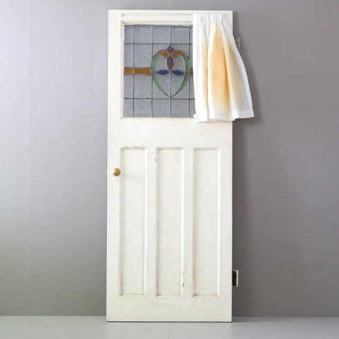 C520 白い扉 ステンドグラス 木製 什器 高さ198㎝ 幅78.5㎝ 奥行4.5㎝