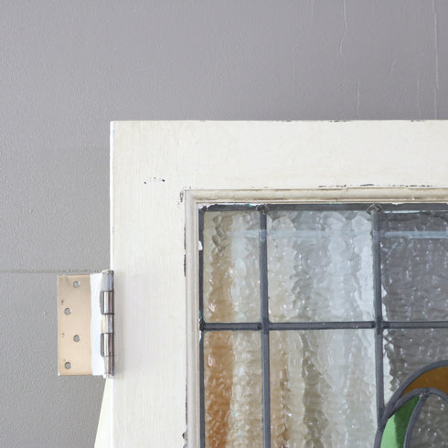 C520 白い扉 ステンドグラス 木製 什器 高さ198㎝ 幅78.5㎝ 奥行4.5㎝