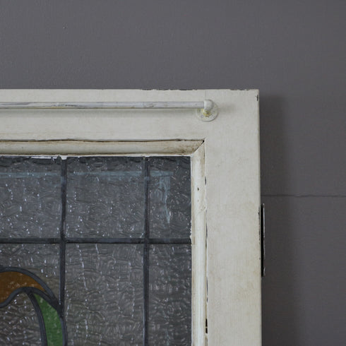 C520 白い扉 ステンドグラス 木製 什器 高さ198㎝ 幅78.5㎝ 奥行4.5㎝