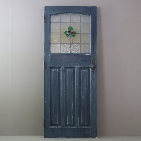 C521 青の扉 ステンドグラス 木製 什器 高さ198㎝ 幅78.5㎝ 奥行4.5㎝