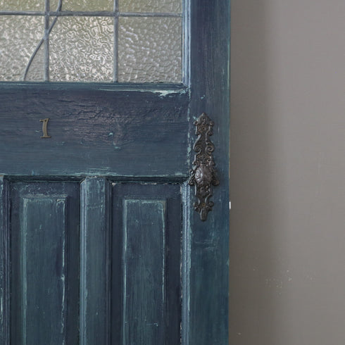 C521 青の扉 ステンドグラス 木製 什器 高さ198㎝ 幅78.5㎝ 奥行4.5㎝