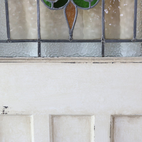 C522 白い扉 ステンドグラス 木製 什器 高さ198㎝ 幅79㎝ 奥行4.5㎝