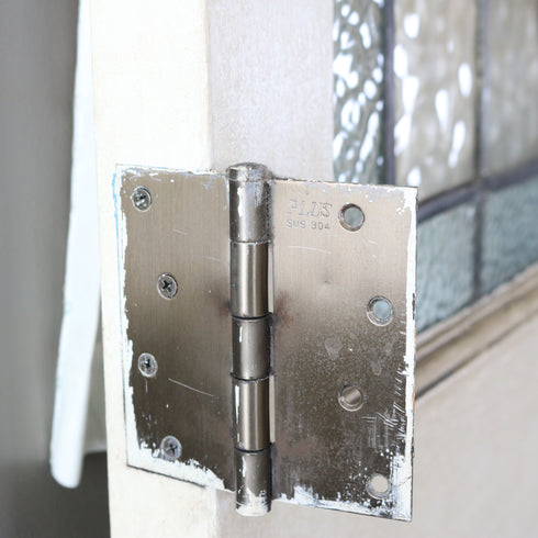 C522 白い扉 ステンドグラス 木製 什器 高さ198㎝ 幅79㎝ 奥行4.5㎝