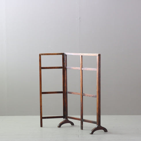 C532 折り畳み式タオルハンガーラック 木製 アンティーク 高さ81㎝ 幅55㎝ 奥行22㎝