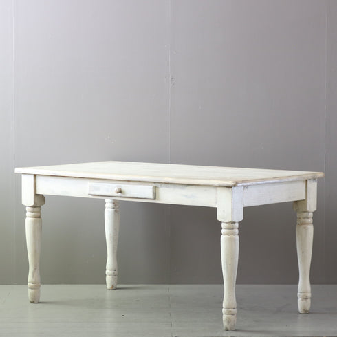 C548 引き出し付き白テーブル 展示台 木製 什器 高さ74㎝ 幅150㎝ 奥行80㎝