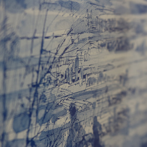 安曇野1月 青の濃淡で描かれた雪景色の描写アップ