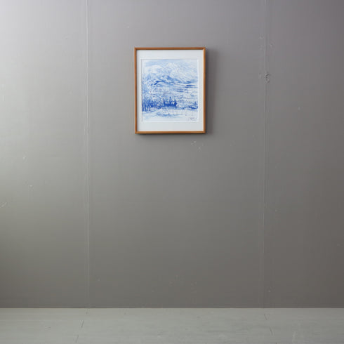 安曇野1月 Y.NARITAサイン入り 額装アート 正面引き